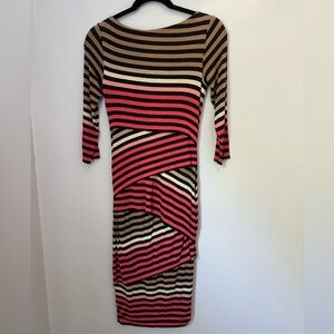 Bailey 44 Long Sleeve Striped Dress in Pink and Brown